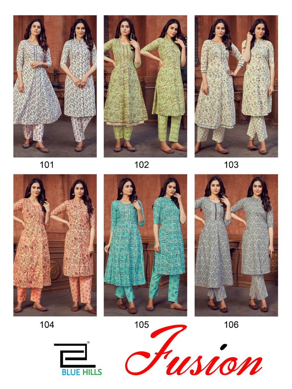 Blue Hills Fusion 1 Designer Stylish Long  Kurti And Anarkali With Bottom Collection